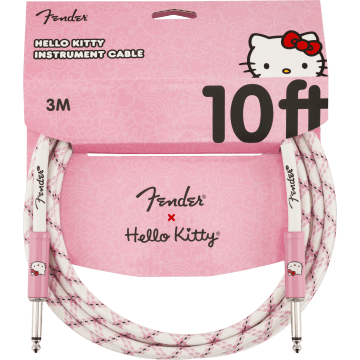 Fender Kabel Hello Kitty White Pink Woven Cable, Jack-Jack, 3m