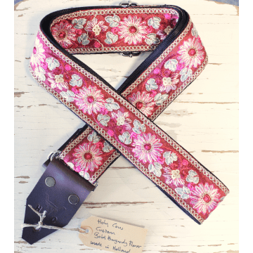 Holy Cow Straps Gold Burgundy Flower