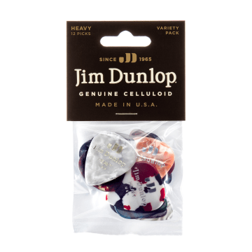 Dunlop PVP107 Celluloid Heavy Variety Plectrum 12-Pack